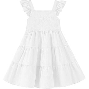 Toddler Baby Girls Dress Sleeveless Ruffle Baby Girls Summer Dress Casual Solid Floral Little Kid Boho Beach Sundress
