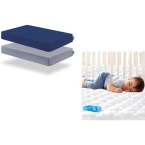 Crib Sheets for Boys 2 Pack & Crib Mattress Protector Waterproof