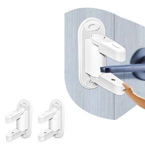 Door Lever Lock (2 Pack) Child Proof Doors Handles, Prevents Toddlers and Pets from Opening Doors, Childproof Door Lever Lock, Child Safety Door Handle Lock, Easy to Install (Upgraded White)