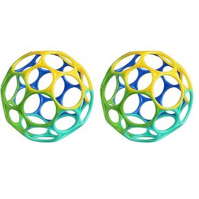 Bright Starts Oball Easy Grasp Classic Ball Infant Toy in Blue/Green, Age Newborn and up, 4 Inches (Pack of 2)