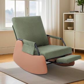 Rocking Recliner Chair for Adults, Modern Upholstered Plush Seating Glider Recliner Chair with Side Pocket, Three Levels of Adjustment, Modern Nursery Accent Sofa Chairs, Dark Grey