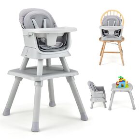 GLACER 8 in 1 Convertible Baby High Chair - Adjustable High Chairs for Babies and Toddlers with Removable Tray, Dual Cushions, Activity Table and Chair Set, Booster Seat, Stool (Yellow)