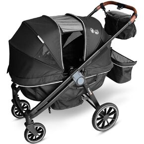 Tandem Wagon Stroller–All-Terrain 2-in-1 Push&Pull Design, Double Seat Capacity, Large Storage, Adjustable Canopy, Removable Child Tray for Kids Outdoor Adventures&Family Outings