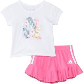adidas baby-girls Pleated Ss Tee Ruffle Skort Set(infant)