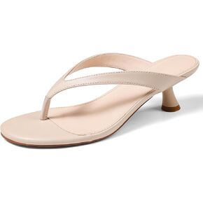 Womens Kitten Heel Sandals Round Open Toe Flip Flop Heels One Strap Slides Short Heeled Sandals for Women