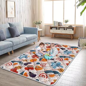 Baby Play Mat, 74 x 50 Inch Thickened Play Mat Perfect for Use Baby Playpen, Foldable Baby Playmat for Floor, Portable Activity PlayMats for Babies and Toddlers, Super Soft&Warm, Machine-wash