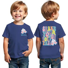 MODNTOGA Toddler Boy Easter Bunny Graphic Shirt Shake Your Cotton Tail Letter Back Print T-Shirt Holiday Short Sleeve Tops