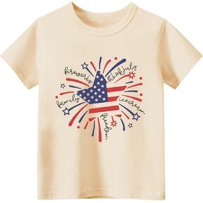 Boys American Flag Shirts 4th of July T-Shirt Toddler Girls Patriotic Independence Day Tops Tees 2-7 Years