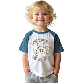 Easter Bunny T-Shirt for Toddler Boys Don't Worry Be Hoppy Raglan Sleeve Shirt Rabbit Funny Cute Graphic Tees Tops