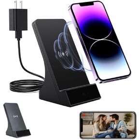 LIZVIE Wireless Phone Charger Security Hidden Cameras, Spy Camera App Control with Night Vision/Motion Detection/SD Storage/1080P HD, Surveillance Cam for Nanny/Pet Indoor Home.