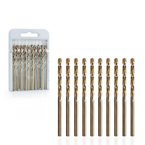 1/8" Cobalt Drill Bits (10 pcs), M35 HSS Twist Drill Bit Set, for Hard Metals, Stainless Steel, Cast Iron