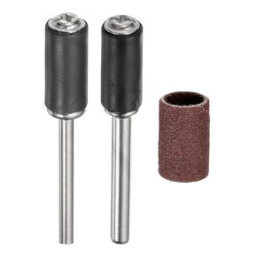 HARFINGTON 3pcs Sanding Drums Sleeves Set 1/4 Inch Grit 320 Sanding Sandpaper with Mandrel Rotary Tool Mini Sanding Drum Kit for Metal Jewelry Wood Fine Processing Polishing