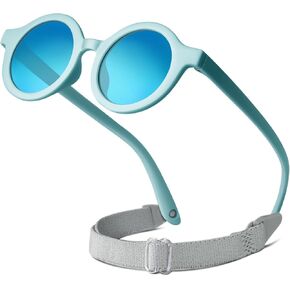 RIVBOS Baby Wrap Polarized UV400 Sunglasses - Soft Frame with Secure Strap for Infant and Newborn (0-24 Months) RBK069