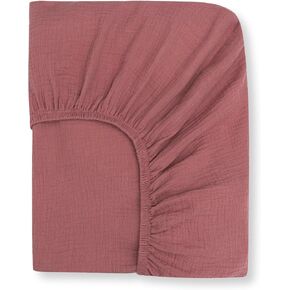 100% Organic Cotton Muslin Fitted Crib Sheet - Fits Standard Crib and Toddler Bed Mattress Size - Rose - Nora's Nursery