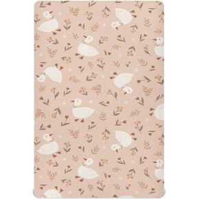 Cute Goose Flowers Crib Sheet for Boys Girls, Super Soft Breathable Fitted Crib Sheet for Standard Crib & Toddler Mattress, Nursery Sheet, 28x52 in