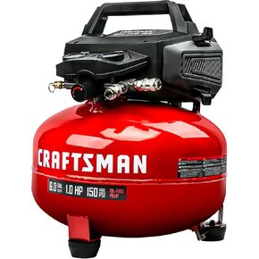 Craftsman Air Compressors，6 Gallon Portable Air Compressor 1.0HP 2.6 CFM@90PSI Oil Free Air Compressor Tank, Max 150 PSI Pressure 82 dB Ultra Quiet Compressor, Pancake CMXECXA02106410