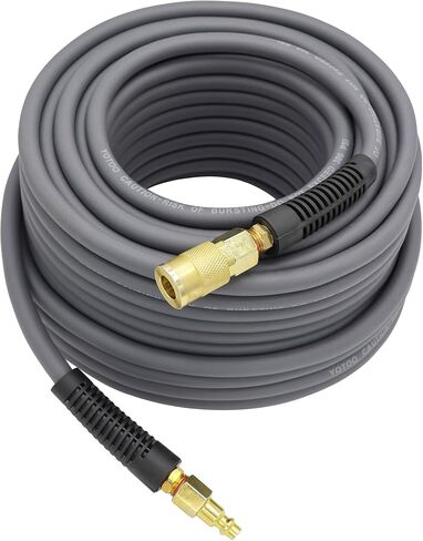 YOTOO Hybrid Lead-In Air Hose 1/4-Inch by 10-Feet 300 PSI Heavy Duty, Lightweight, Kink Resistant, All-Weather Flexibility with 1/4-Inch Industrial Air Fittings and Bend Restrictors, Gray in Saudi Arabia