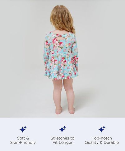 Bamboo Viscose Baby Girl Bodysuit Long Sleeve Cute Bow Infant Girls Romper Dress in Kuwait