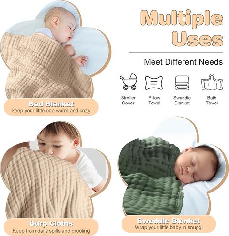 MUKIN Baby Hooded Towels, Muslin Cotton, 2-Pack, for Newborn, Infant, Toddler and Kids (White,Pink) in Kuwait