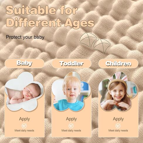 MUKIN Baby Hooded Towels, Muslin Cotton, 2-Pack, for Newborn, Infant, Toddler and Kids (White,Pink) in Kuwait