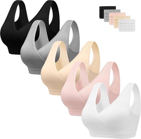 HBselect 5 Pack Nursing Bras for Breastfeeding, Maternity Nursing Sleep Bra Wireless Pregnancy Sleep Bralette in Kuwait