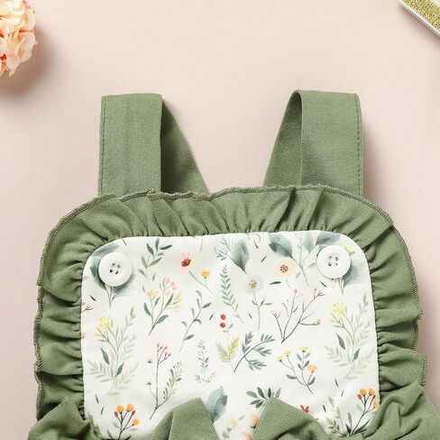 GRNSHTS Baby Girl Summer Romper Infant Floral Fruit Print Clothes Ruffles Bodysuit Sleeveless Strap One Piece Outfits in Saudi Arabia