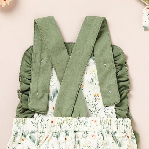 GRNSHTS Baby Girl Summer Romper Infant Floral Fruit Print Clothes Ruffles Bodysuit Sleeveless Strap One Piece Outfits in Saudi Arabia