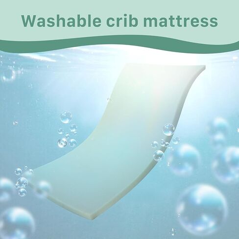 Gwydre 52x27x2" Washable Crib & Toddler Mattress Topper,100% Washable High Density Memory Foam, Toddler Bed Portrable Mattress with Removable Breathable Non-Slip Cover (2inch, 52 * 27) in Saudi Arabia