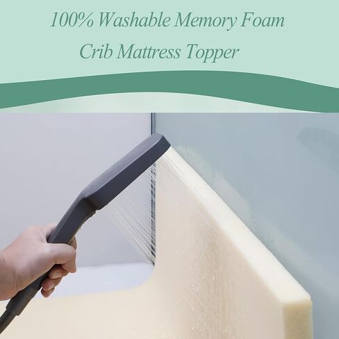 Gwydre 52x27x2" Washable Crib & Toddler Mattress Topper,100% Washable High Density Memory Foam, Toddler Bed Portrable Mattress with Removable Breathable Non-Slip Cover (2inch, 52 * 27) in Saudi Arabia