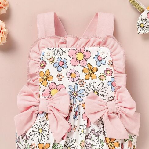 GRNSHTS Baby Girl Summer Romper Infant Floral Fruit Print Clothes Toddler Ruffles Bodysuit Sleeveless Strap One Piece Outfits in Saudi Arabia