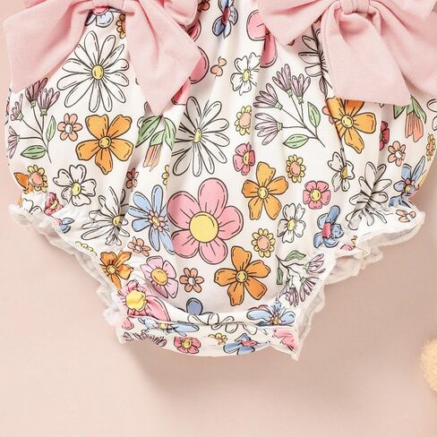 GRNSHTS Baby Girl Summer Romper Infant Floral Fruit Print Clothes Toddler Ruffles Bodysuit Sleeveless Strap One Piece Outfits in Saudi Arabia