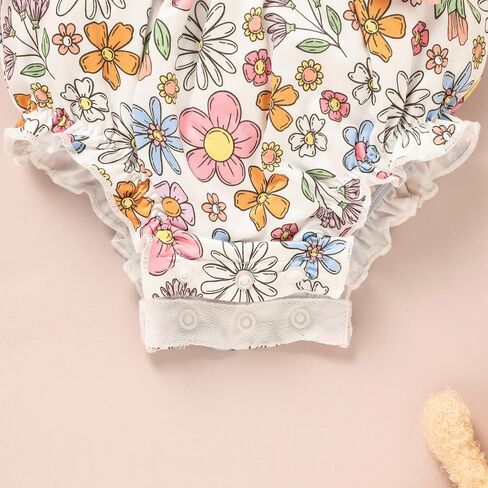 GRNSHTS Baby Girl Summer Romper Infant Floral Fruit Print Clothes Toddler Ruffles Bodysuit Sleeveless Strap One Piece Outfits in Saudi Arabia