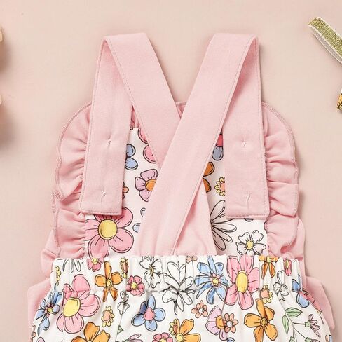 GRNSHTS Baby Girl Summer Romper Infant Floral Fruit Print Clothes Toddler Ruffles Bodysuit Sleeveless Strap One Piece Outfits in Saudi Arabia