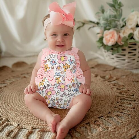 GRNSHTS Baby Girl Summer Romper Infant Floral Fruit Print Clothes Toddler Ruffles Bodysuit Sleeveless Strap One Piece Outfits in Saudi Arabia