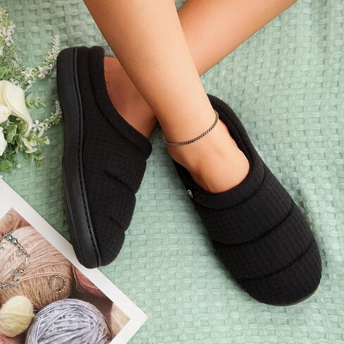 EverFoams Women's Cozy Waffle Slippers Soft Quilted Memory Foam Indoor House Shoes in Saudi Arabia