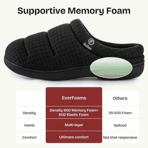 EverFoams Women's Cozy Waffle Slippers Soft Quilted Memory Foam Indoor House Shoes in Saudi Arabia