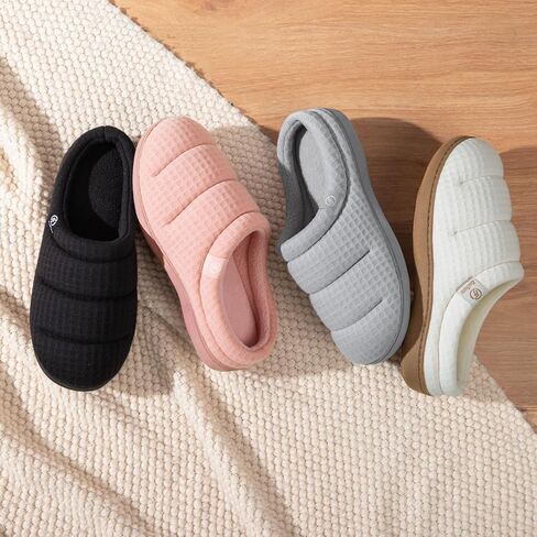 EverFoams Women's Cozy Waffle Slippers Soft Quilted Memory Foam Indoor House Shoes in Saudi Arabia