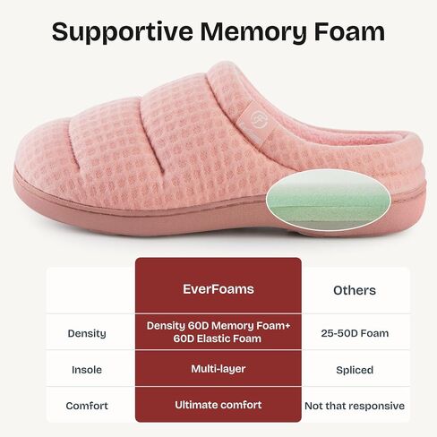 EverFoams Women's Cozy Waffle Slippers Soft Quilted Memory Foam Indoor House Shoes in Saudi Arabia