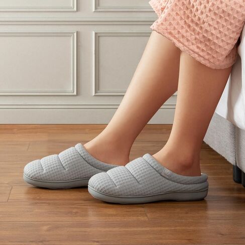 EverFoams Women's Cozy Waffle Slippers Soft Quilted Memory Foam Indoor House Shoes in Saudi Arabia