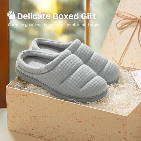 EverFoams Women's Cozy Waffle Slippers Soft Quilted Memory Foam Indoor House Shoes in Saudi Arabia