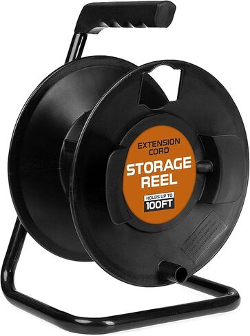 IRON FORGE CABLE 75 Ft Extension Cord Reel with 4 Electrical Power Outlets & Breaker Switch - 16/3 SJTW Heavy Duty Orange Cable with 3 Prong Grounded Plug, Portable Cord Reel in Kuwait