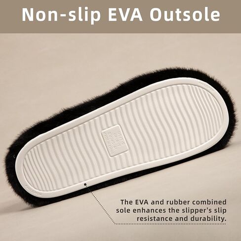 Women's Fuzzy Slippers Open Toe House Slippers Memery Foam Bedroom Slippers Cross Band Slippers for Indoor and Outdoor in Kuwait