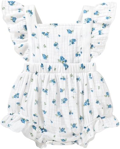 Happy Town Newborn Baby Girl Clothes Infant Summer Romper Sleeveless Floral Cute Outfits One Piece Jumpsuit Bodysuit in Kuwait