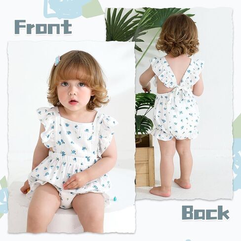 Happy Town Newborn Baby Girl Clothes Infant Summer Romper Sleeveless Floral Cute Outfits One Piece Jumpsuit Bodysuit in Kuwait