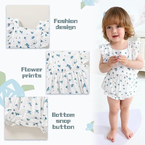 Happy Town Newborn Baby Girl Clothes Infant Summer Romper Sleeveless Floral Cute Outfits One Piece Jumpsuit Bodysuit in Kuwait