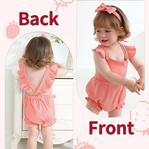 YOUNGER TREE Newborn Baby Girl Clothes Solid Color Ruffle Sleeveless Romper Infant Summer Jumpsuit Outfit in Saudi Arabia