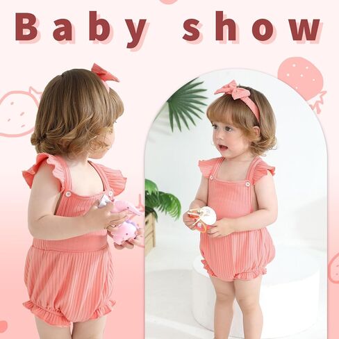 YOUNGER TREE Newborn Baby Girl Clothes Solid Color Ruffle Sleeveless Romper Infant Summer Jumpsuit Outfit in Saudi Arabia