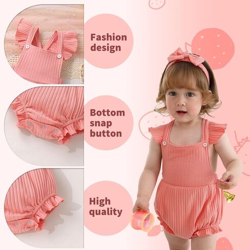 YOUNGER TREE Newborn Baby Girl Clothes Solid Color Ruffle Sleeveless Romper Infant Summer Jumpsuit Outfit in Saudi Arabia