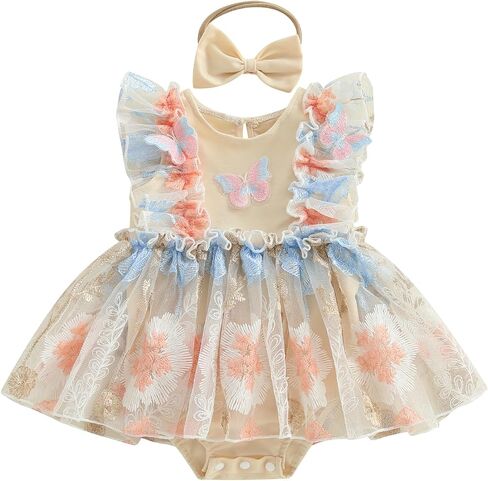 Newborn Infant Baby Girl Clothes Sleeveless Plaid Romper Dress Bow Layer Tutu Dresses Bow Headband Summer Bodysuit in Kuwait