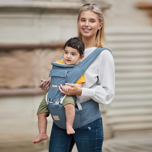 Baby Carrier Newborn to Toddler with Hip Seat, Soft 6-in-1 Ergonomic All Positions Infant Carrier 7-33 Ib with Hood and Multiple Pockets for All Seasion Use for Dad and Mom Black in Kuwait